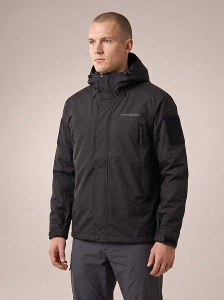 Waterproof Field Jacket in Midnight Black, worn