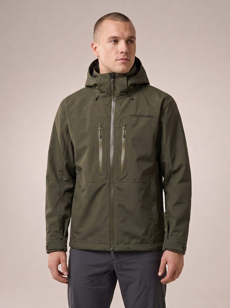 Waterproof Field Jacket in Trident Green, worn