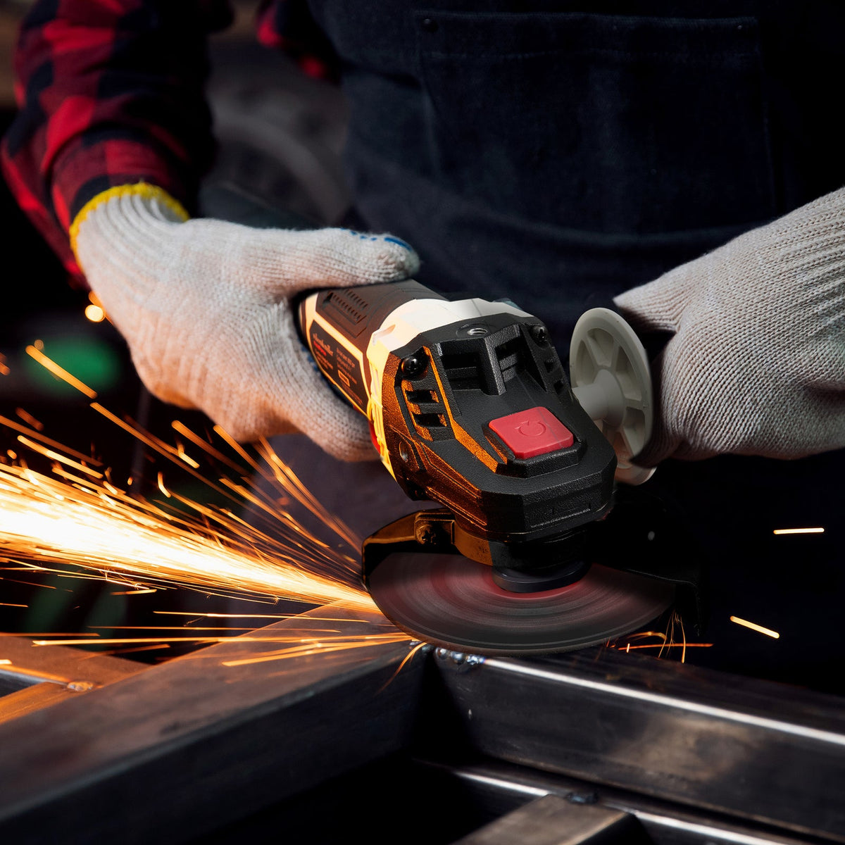 Fieldforce cordless angle grinder cutting steel