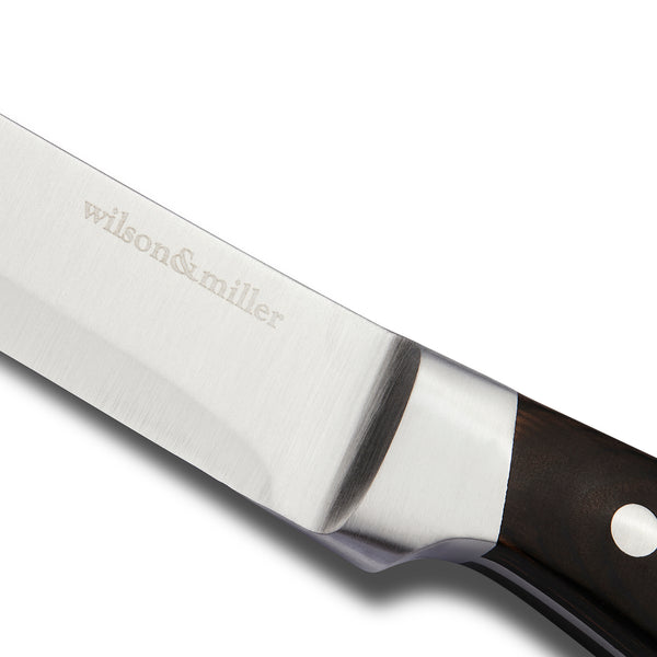Wilson & Miller Solid Steak Knives Set of 4 - 5.5'' Serrated Stainless Steel Blade Pakkawood Handle